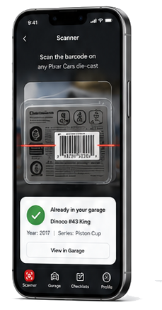 PCG Scanner app — scan any Pixar Cars die-cast and know instantly if it is already in your garage