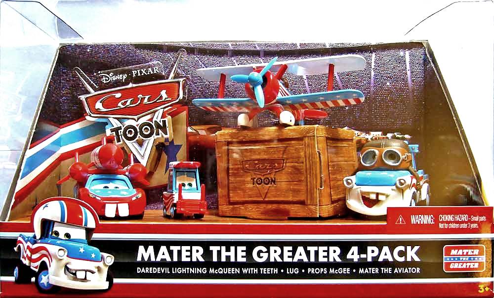 Mater the Aviator, Daredevil Ligthning McQueen with Teeth, Lug, Props McGee — Mattel P7254 die-cast