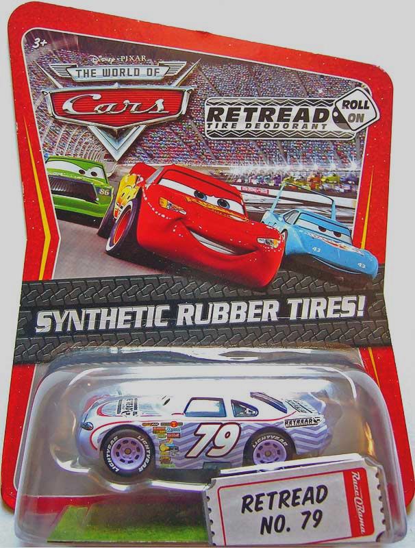 Retread (rubber tires) — Mattel R1879 die-cast