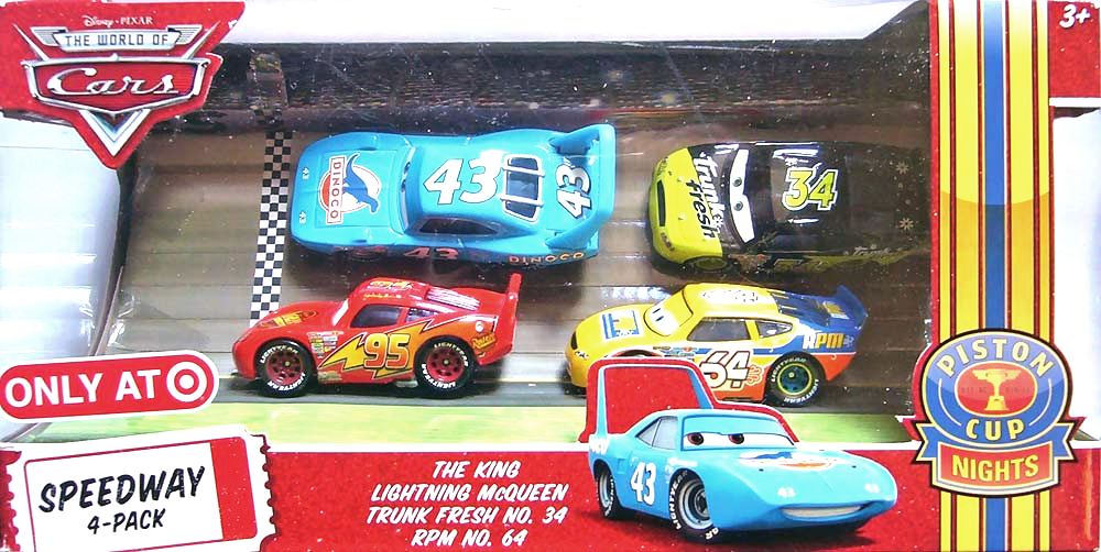 RPM No 64, Lightning McQueen, The King, Trunk Fresh No 34 — Mattel R9454 die-cast