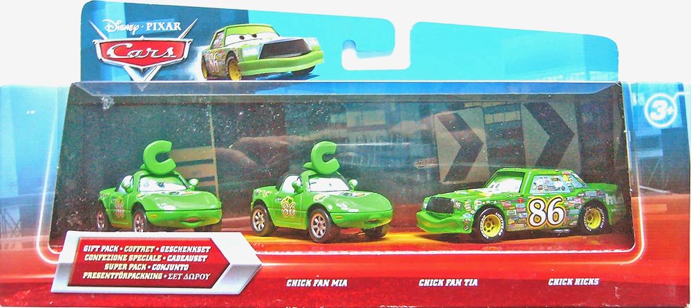 Gift 3-Pack Chic Fan Tia, Chic Fan Mia, Chick Hicks — Mattel T0316 die-cast