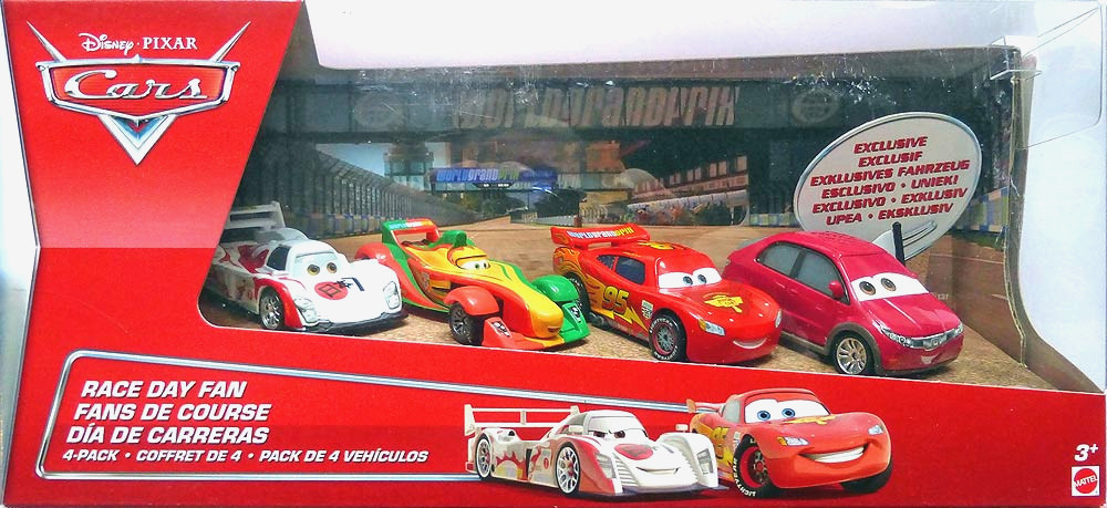 Race Day Fan - 4-Car Gift Pack — Mattel BJT10 die-cast