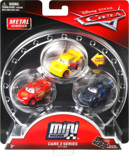 Mini Racers 3-Pack Rusteze Cruz Ramirez + Cars 3 Lightning McQueen + Jackson Storm — Mattel FPT71 die-cast