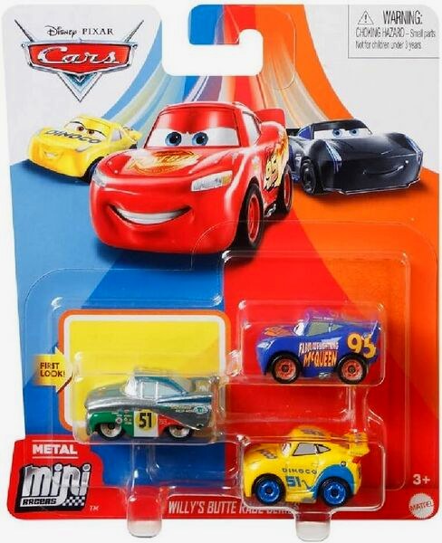 Mini Racers 3-Pack Saludos Amigos Ramone + Dinoco Cruz Ramirez + Fabulous Lightning McQueen — Mattel GKG66 die-cast