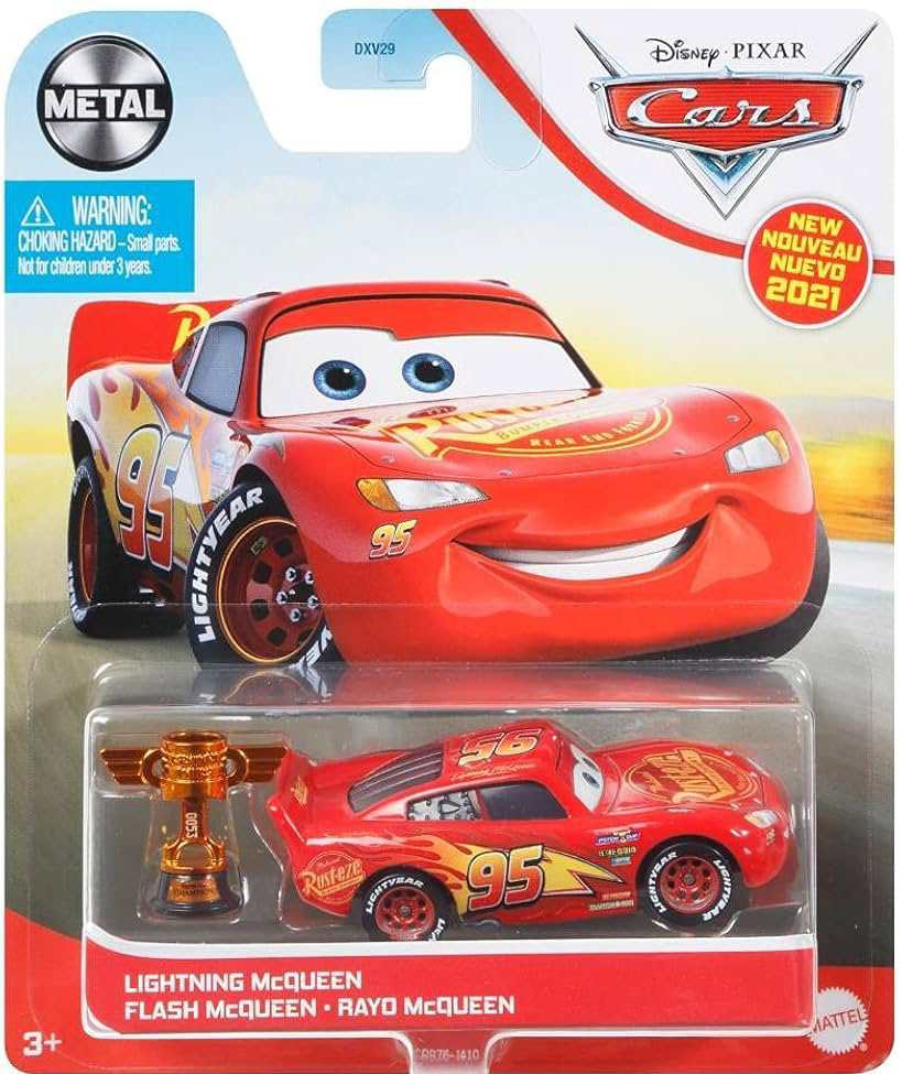 LIGHTNING MCQUEEN WITH PISTON CUP TROPHY — Mattel GRR76 die-cast