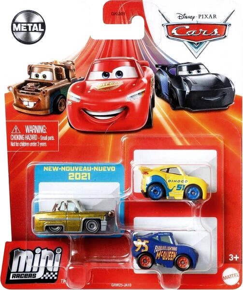 Mini Racers 3-Pack Dinoco Cruz Ramirez + Tex Dinoco + Fabulous Lightning McQueen — Mattel GRW25 die-cast