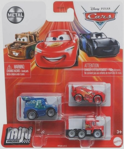 Mini Racers 3-Pack Mack + DJ + Lightning McQueen — Mattel HFC66 die-cast