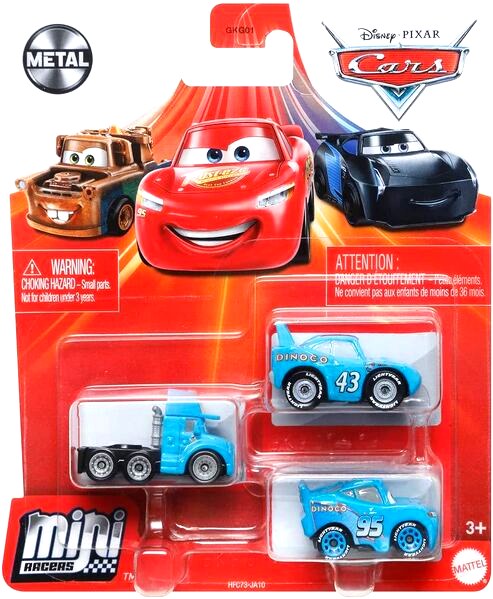 Mini Racer 3 Pk Gray - The King- Dinoco LMQ — 2022 — Mattel HFC73