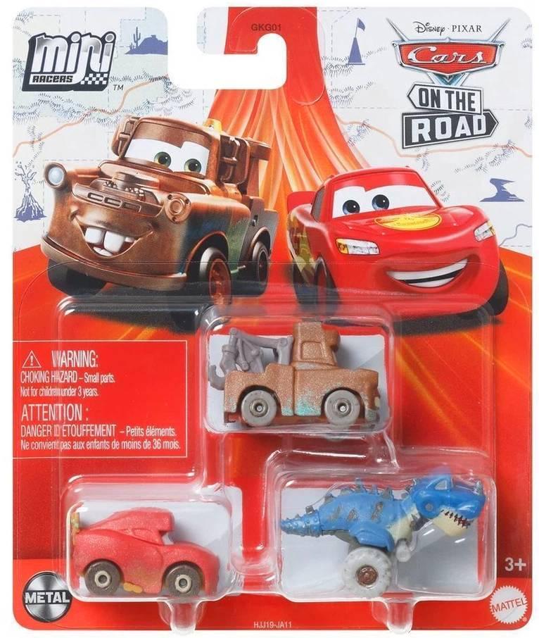 Mini Racers 3-Pack Cave Mater + Cave Lightning McQueen + Tyranamissiasaurus Rex — Mattel HJJ19 die-cast