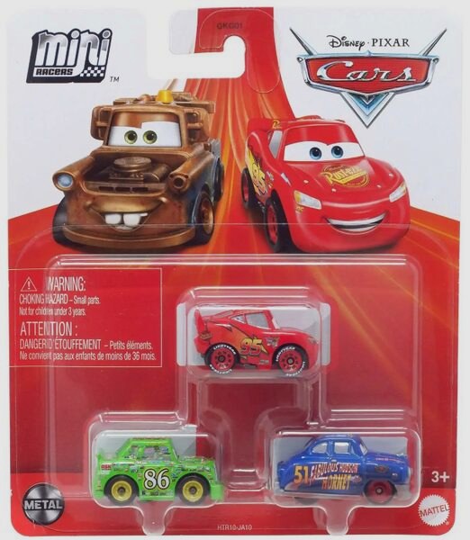 Mini Racers 3-Pack McQueen + Hornet + Hicks — Mattel HTR10 die-cast