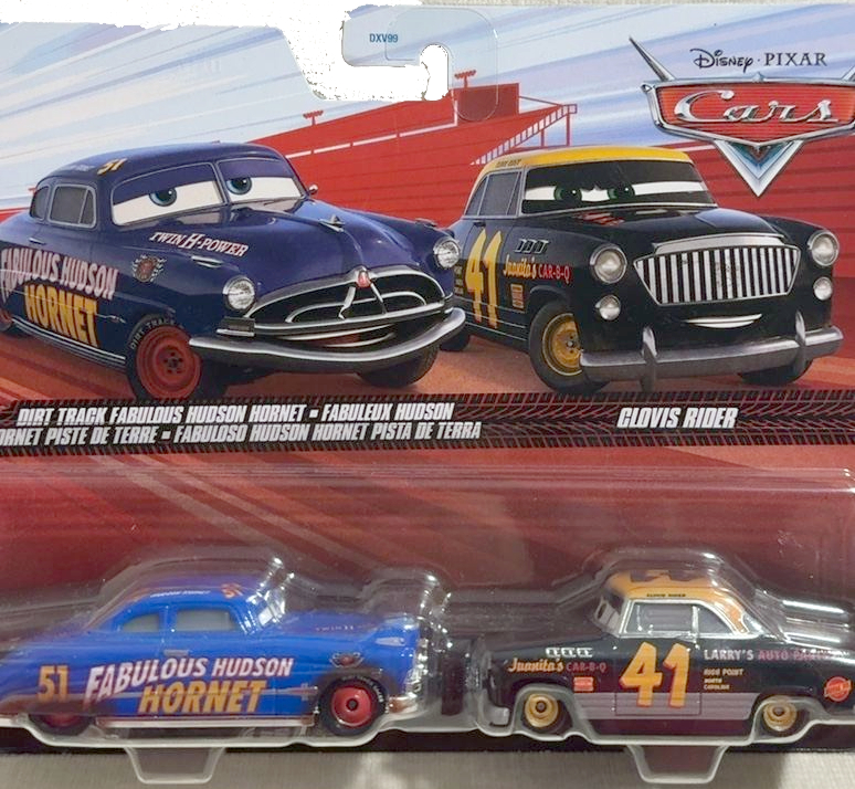 Fabulous Hudson Hornet & Clovis Rider — Mattel JDH44 die-cast