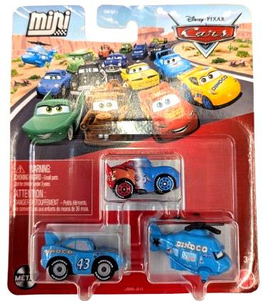 MINI RACERS TRANSFORMING McQUEEN + STRIP WEATHERS + ROTOR TURBOSKY — Mattel JJW60 die-cast