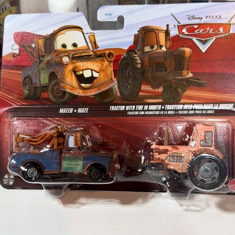 Mater and tractor with tire in mouth